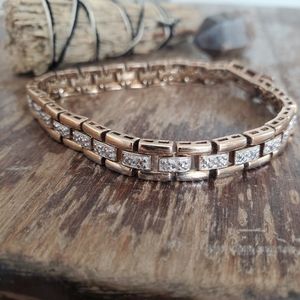 sterling silver 925 goldtone classic chunky boho tennis bracelet